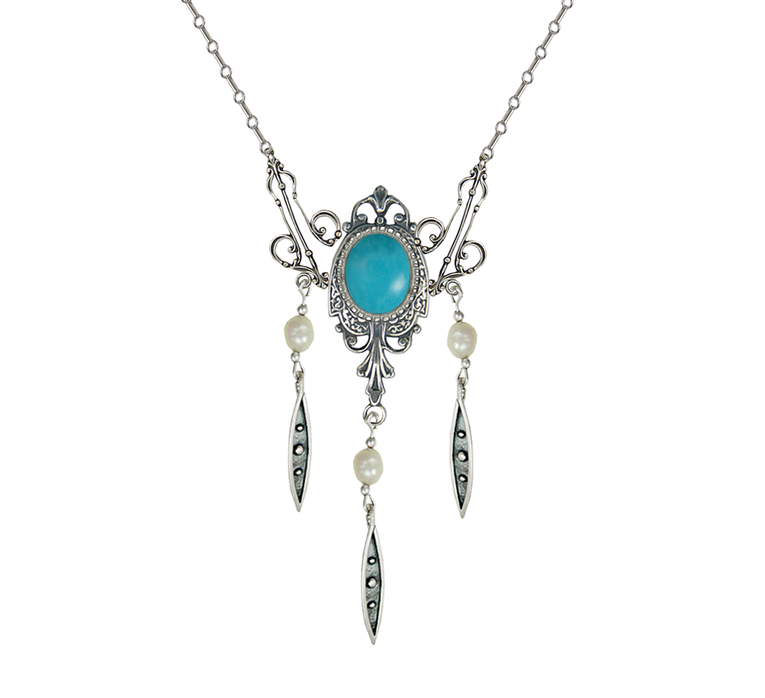 Sterling Silver Victorian Necklace With Turquoise